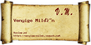 Venyige Milán névjegykártya